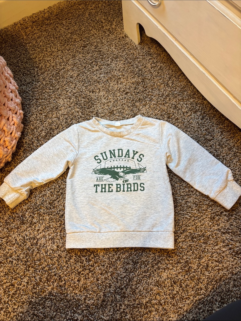 Kids' 'Sundays Are For The Birds' Eagles Crewneck Sweatshirt - Light Heather